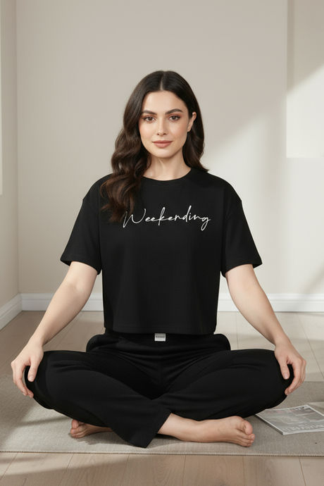 Zivame Knit Poly Loungewear Top - Black Beauty — image 5